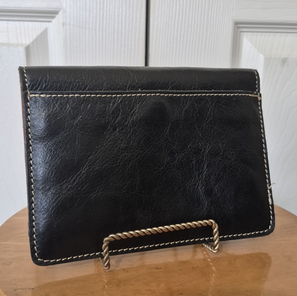 Patricia Nash Leather Folded Clutch Wallet Black And Brown - Picture 6 of 12